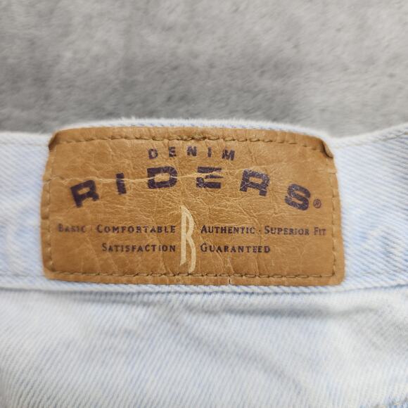 Vintage 90s Riders Shorts Womens 14 Blue Light Wash High Rise Cuffed Jorts Mom - Picture 5 of 12